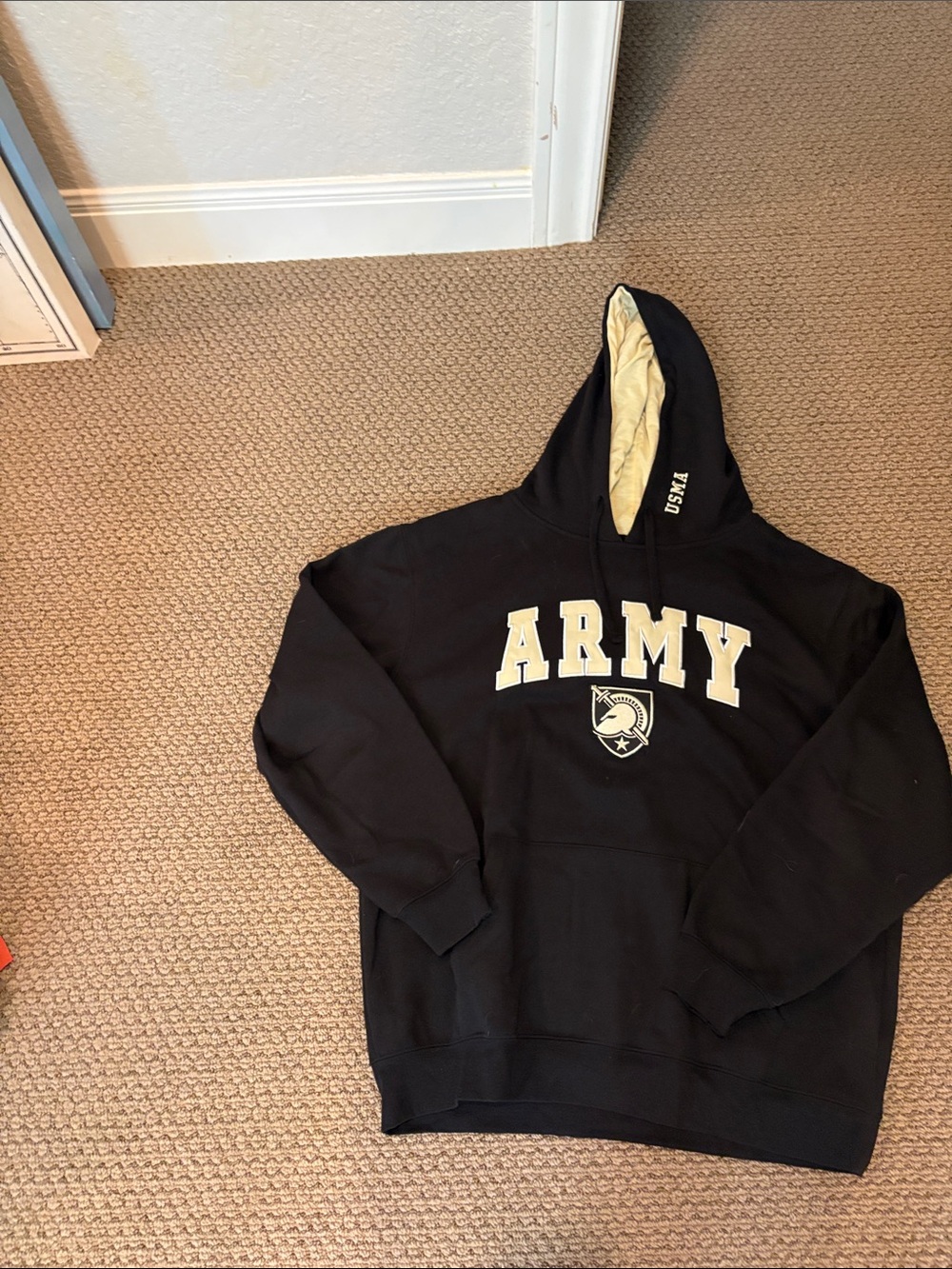 ARMY West Point Black Pullover Hoodie with Cream Lining